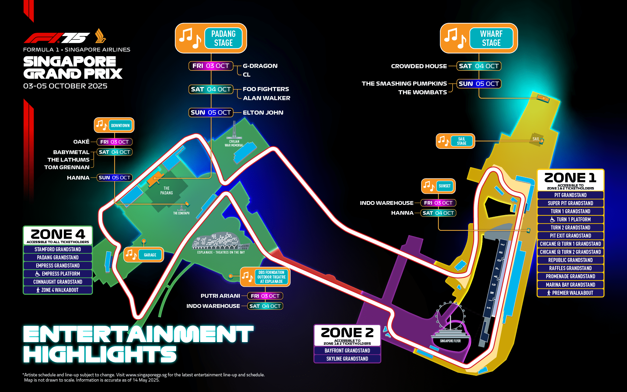 Blockbuster music acts announced for 2025 Singapore Grand